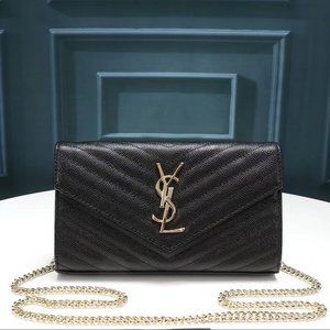 Yves Saint Laurent monogram woc caviar print envelope bag